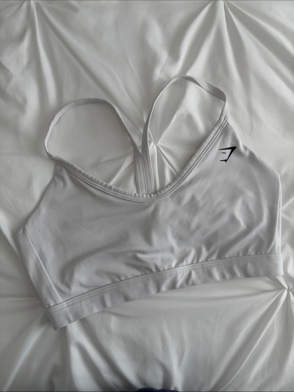 Gymshark White Strappy V‑Back Sports Bra